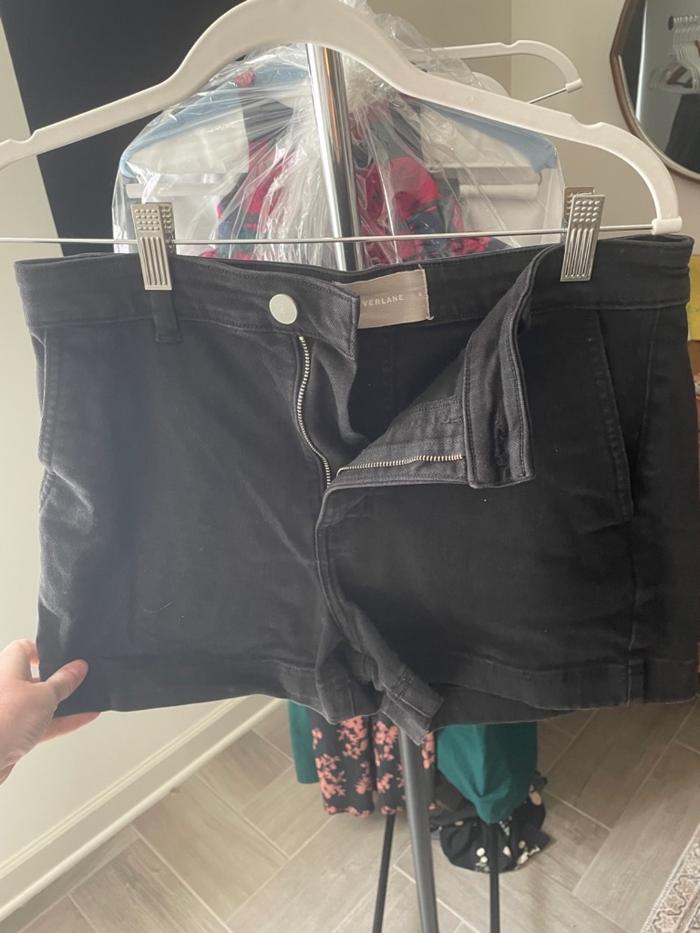 Everlane Black Denim High-Rise Shorts